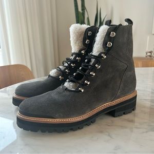 NWOT Marc Fisher Izzie Lugsole Ankle Boot in Dark Gray Suede, Size 10